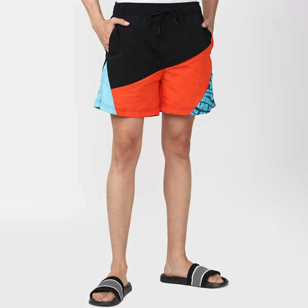 Men Colourblocked Nylon Swim Shorts