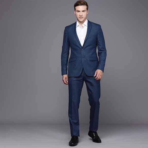 Men Slim Fit Textured Single-Breasted 2-Piece Formal Suit