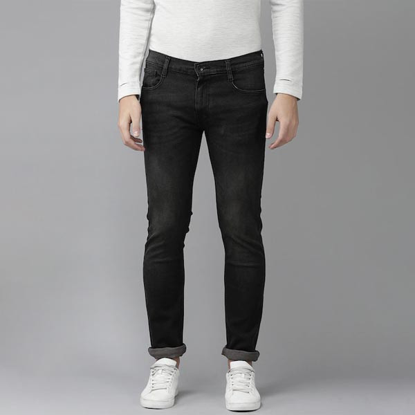 Men Black Vapour Slim Fit Mid-Rise Light Fade Stretchable Jeans