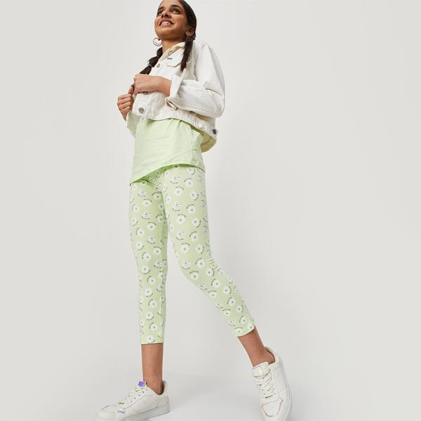 Girls Printed Ankle-Length Leggings