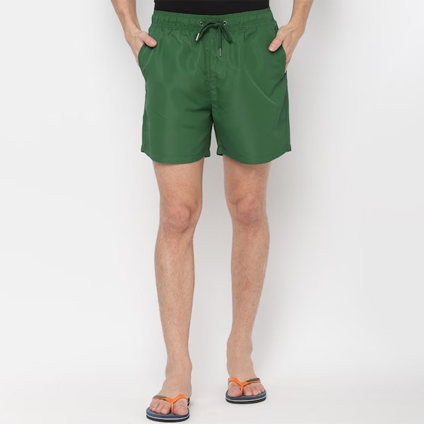 Men Green Solid Swim Bottoms