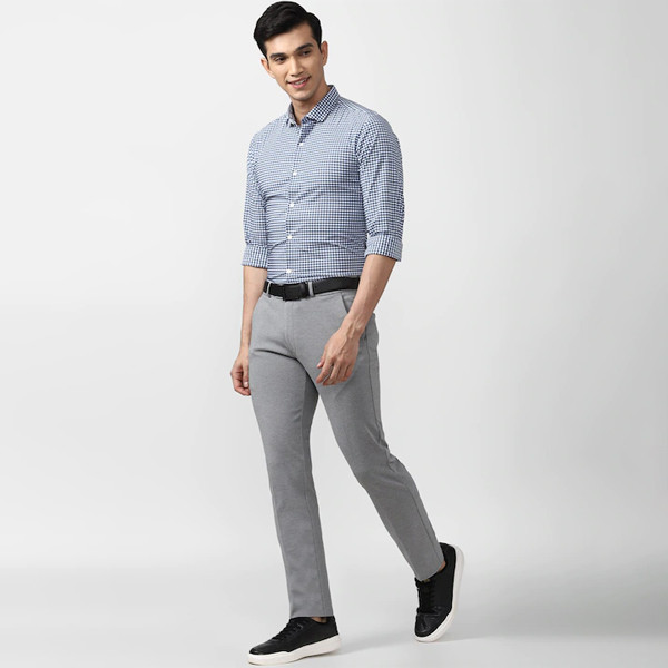 Men Grey Slim Fit Trousers