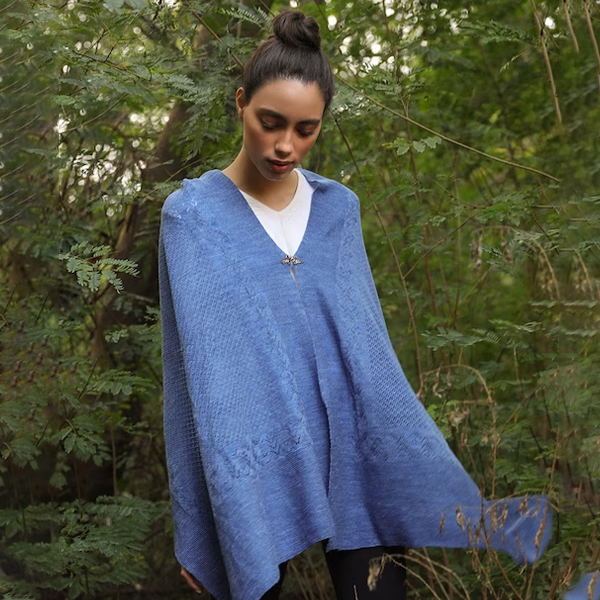 Women Asymmetric Closure Longline Wool Cape Jacket