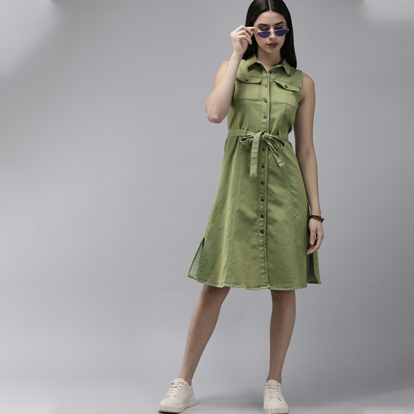 Denim Fit & Flared Dress