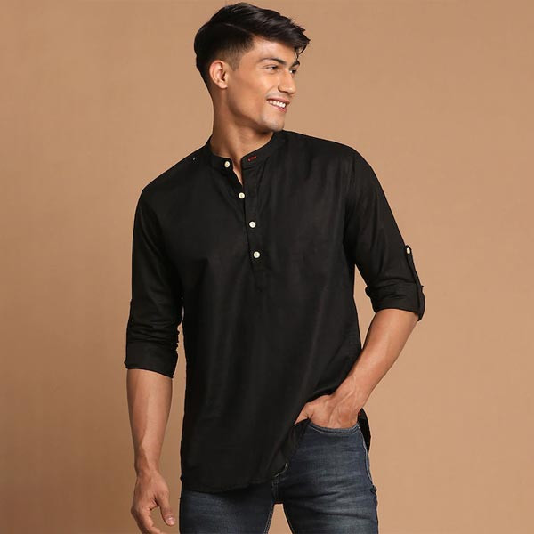 Men Black Kurta