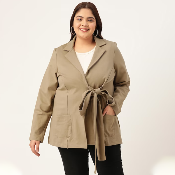 Plus Size Women Tie-Up Shrug