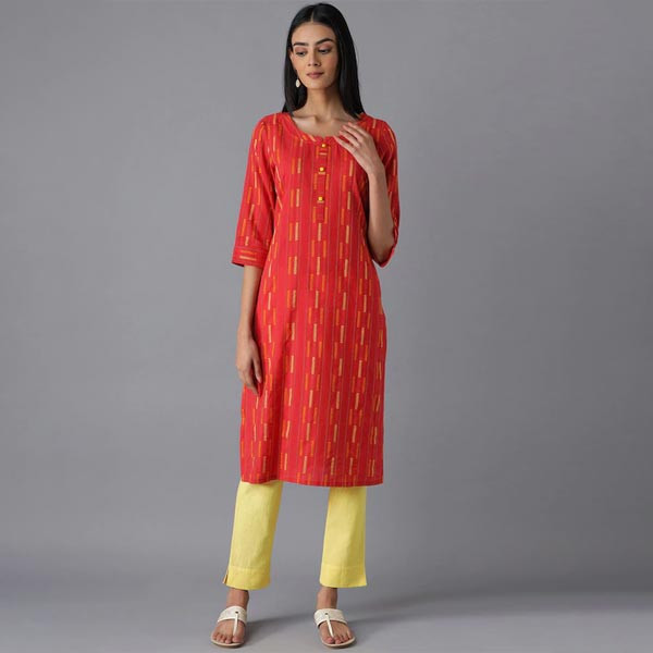 Women Red Printed Kurta